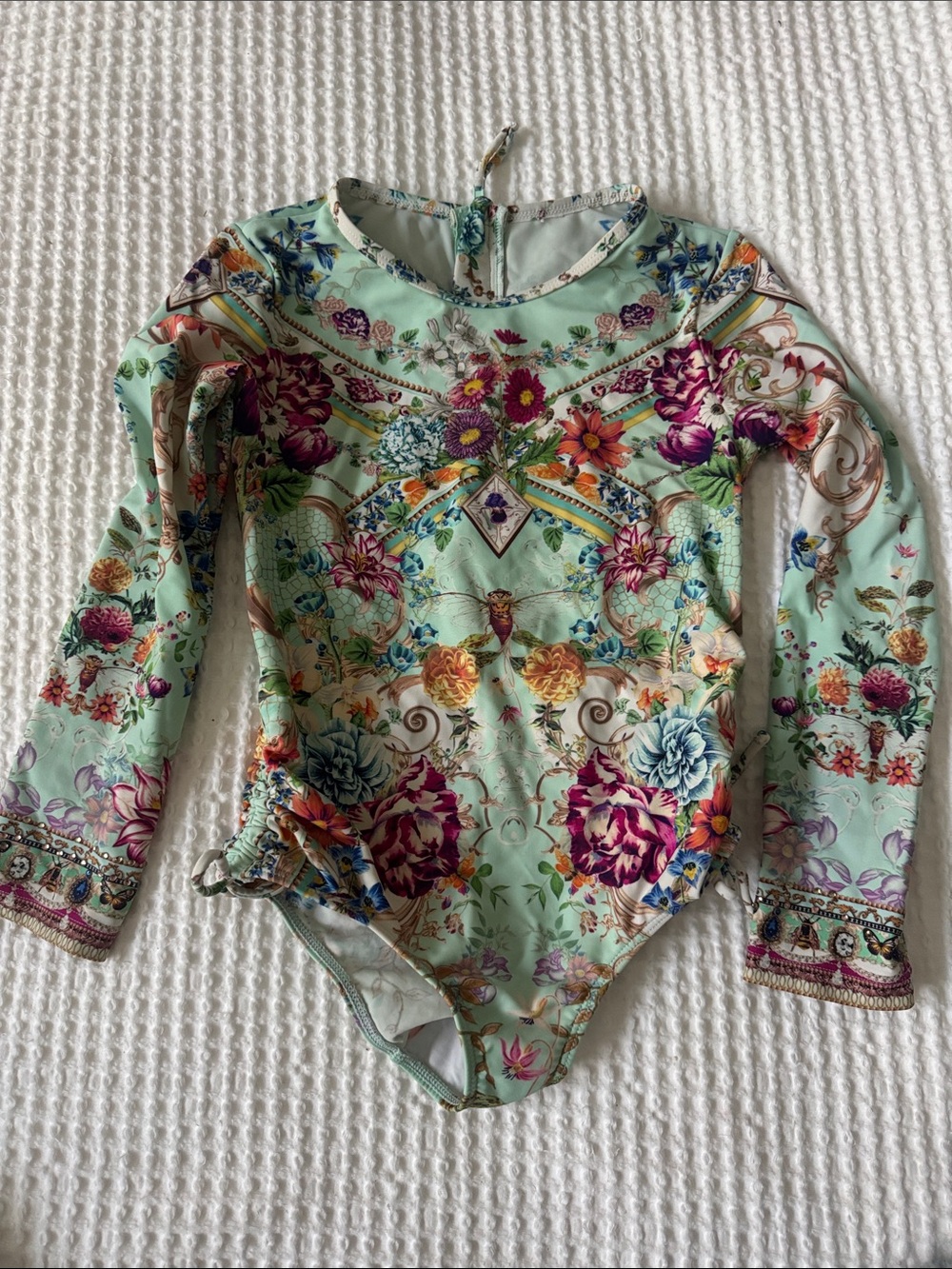 Camilla Girls Mint Floral Long-Sleeve Swim Rashguard